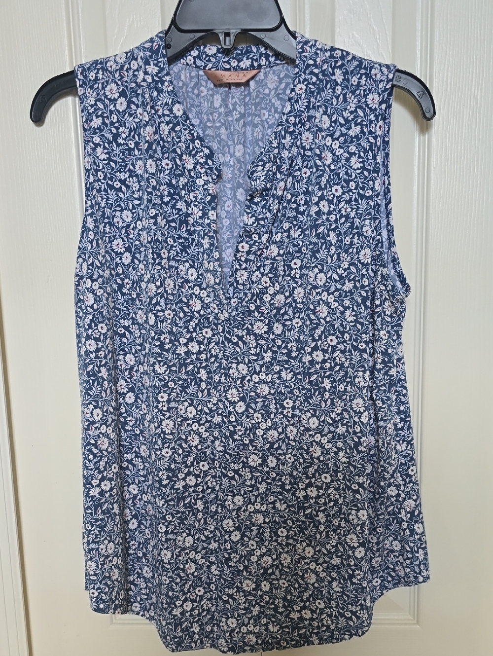 Amiana Navy Blue Floral Sleeveless V-Neck Camisole